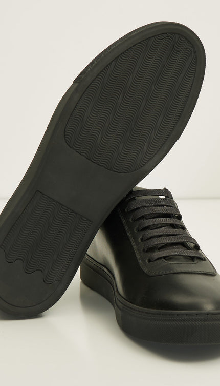 All Leather Court Sneakers - Black Black - Ron Tomson