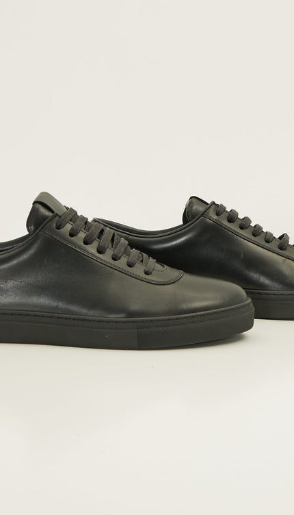 All Leather Court Sneakers - Black Black - Ron Tomson