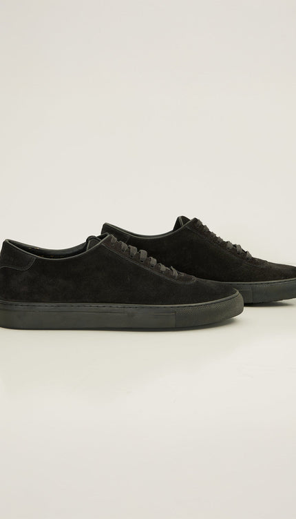 All Leather Court Sneakers - Black Suede - Ron Tomson