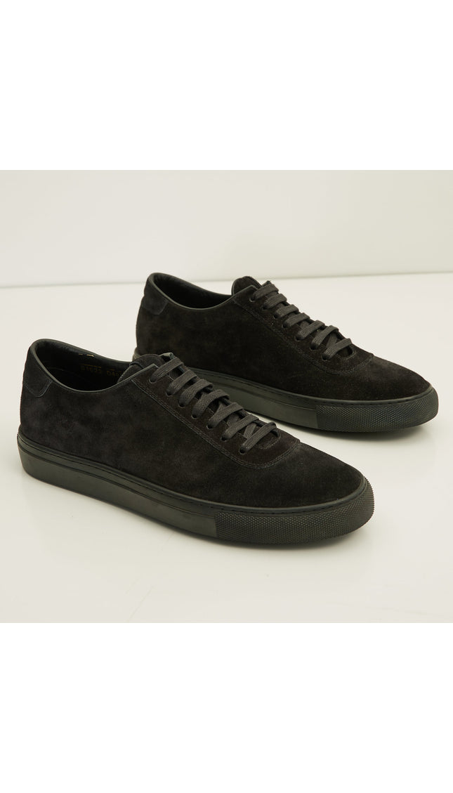 All Leather Court Sneakers - Black Suede - Ron Tomson