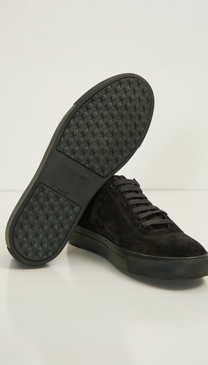 All Leather Court Sneakers - Black Suede - Ron Tomson