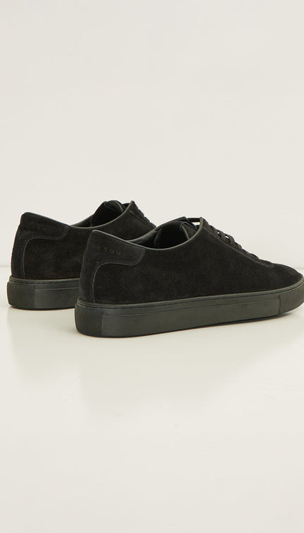 All Leather Court Sneakers - Black Suede - Ron Tomson