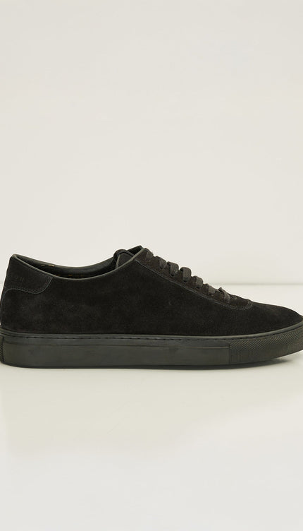 All Leather Court Sneakers - Black Suede - Ron Tomson