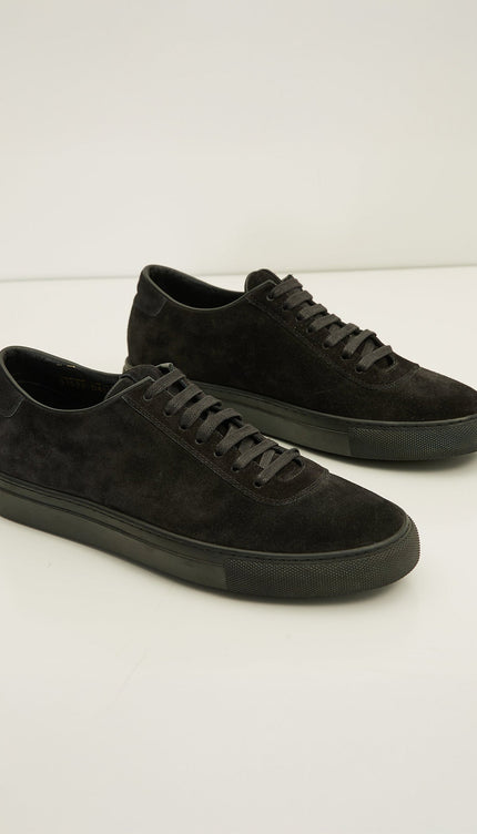 All Leather Court Sneakers - Black Suede - Ron Tomson