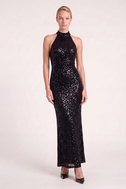 Allover Embellish Dress - Black - front view