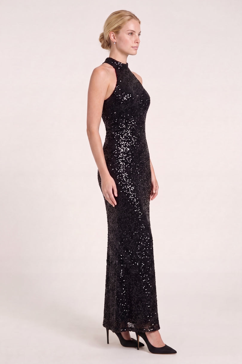 Allover Embellish Dress - Black - side view