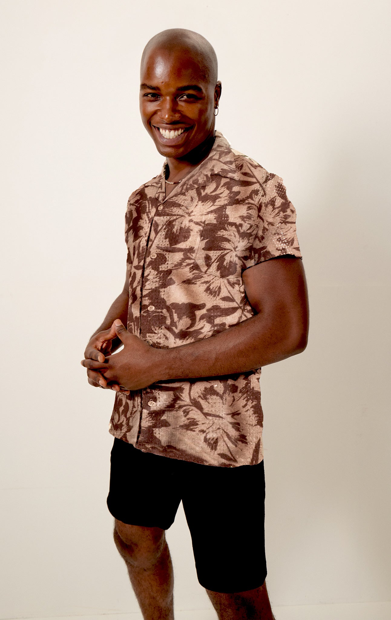 Allover Floral Pattern Weave Cotton Shirt - Ron Tomson