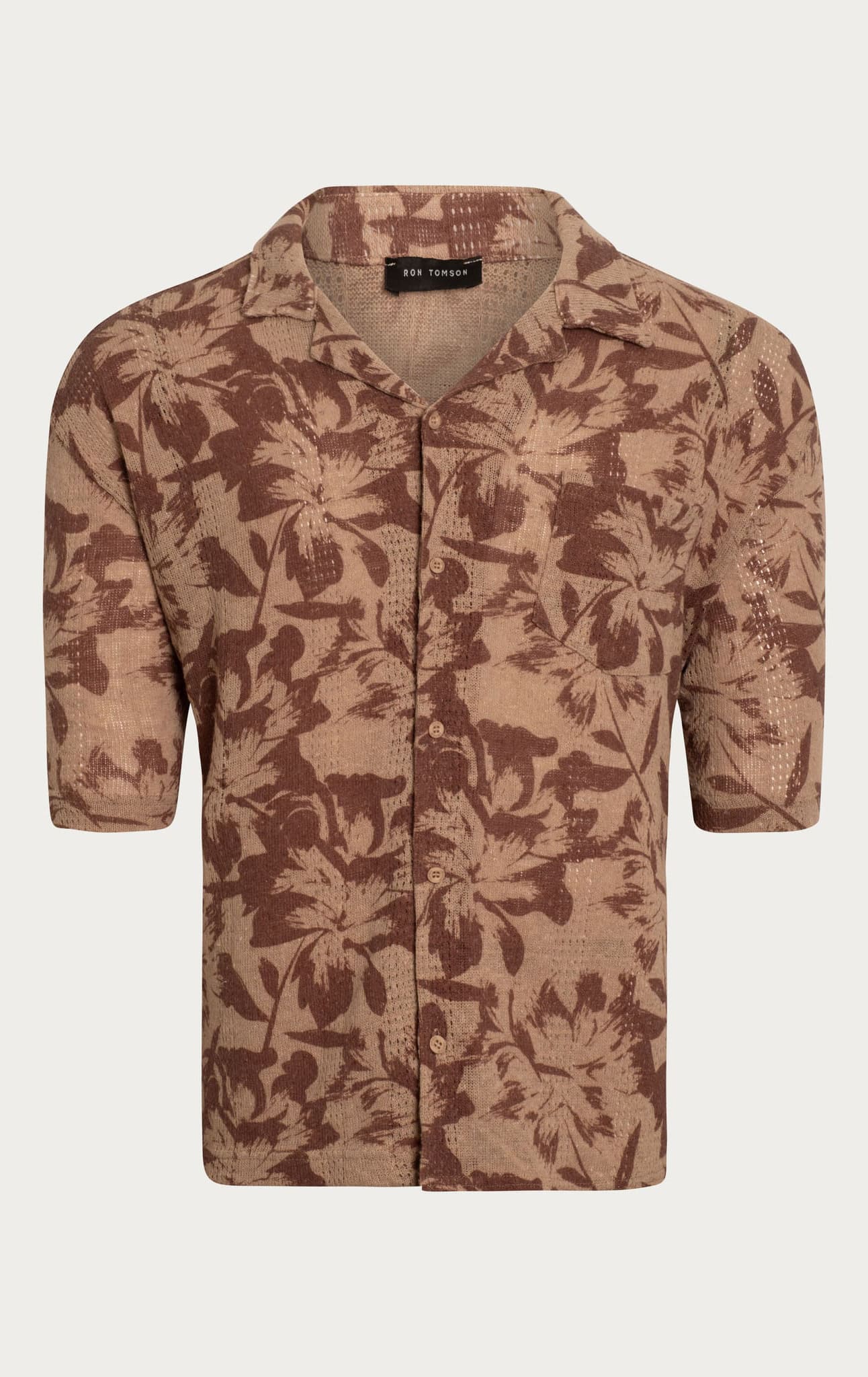 Allover Floral Pattern Weave Cotton Shirt - Ron Tomson