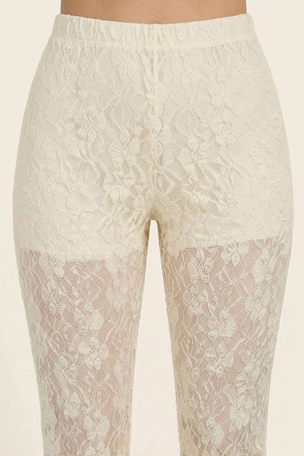 Lace Flare Pants - Beige - detail view