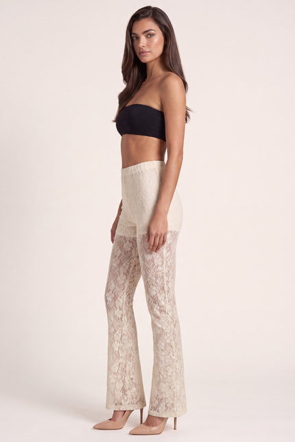 Lace Flare Pants - Beige - side view