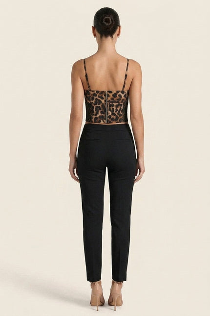 Leopard Print Corset Top - Brown - back view