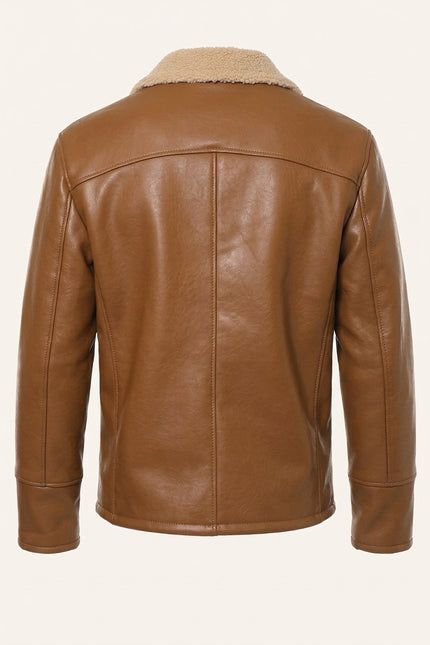 Ankara Faux Shearling Lined Flight Jacket Brown - Back