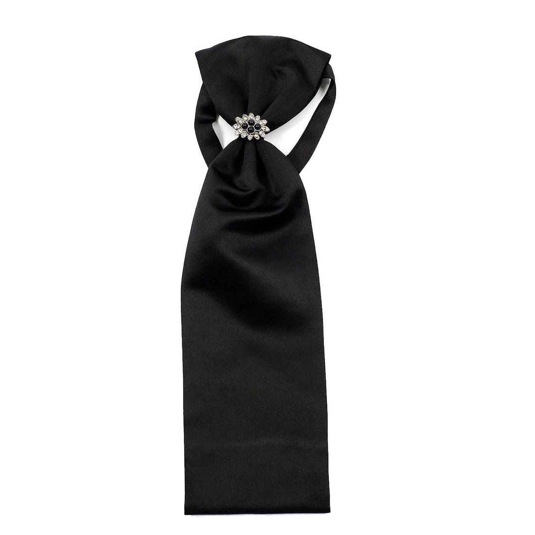 Ascot Tie With Jewel Ring - Black