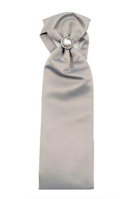 Ascot Tie With Jewel Ring - Light Grey