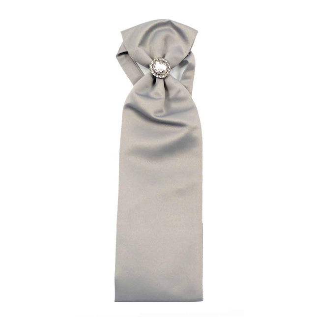 Ascot Tie With Jewel Ring - Light Grey