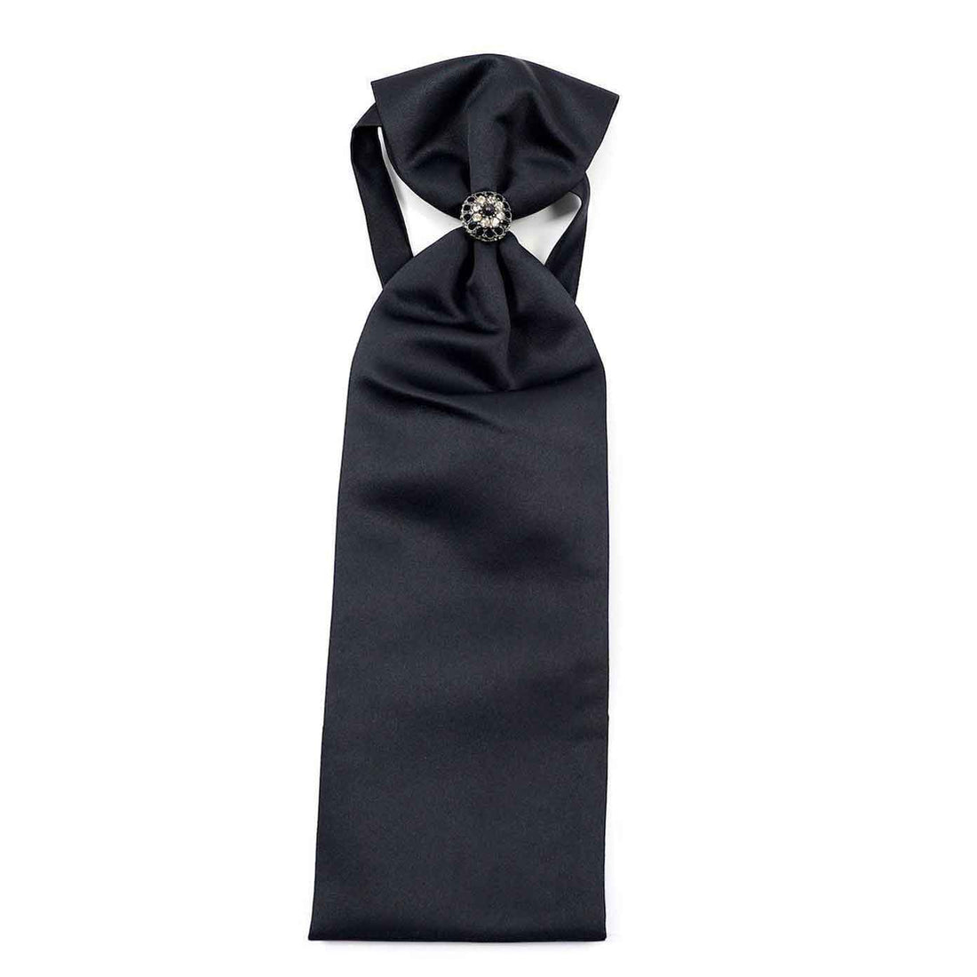 Ascot Tie With Jewel Ring - Navy