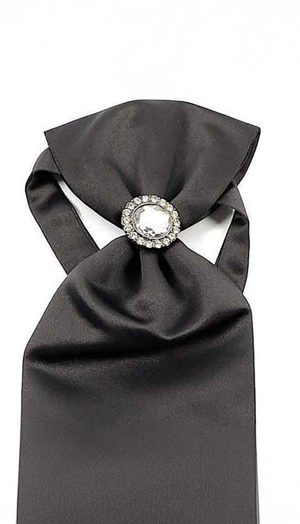 Ascot Tie With Jewel Ring - Anthracite - Ron Tomson