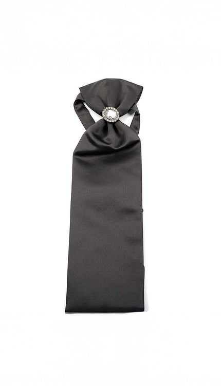 Ascot Tie With Jewel Ring - Anthracite - Ron Tomson