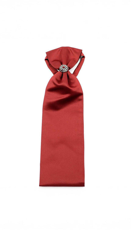 Ascot Tie With Jewel Ring - Maroon - Ron Tomson