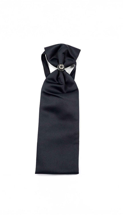 Ascot Tie With Jewel Ring - Navy - Ron Tomson