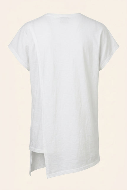 Asymmetric Cotton T-Shirt - White - Back