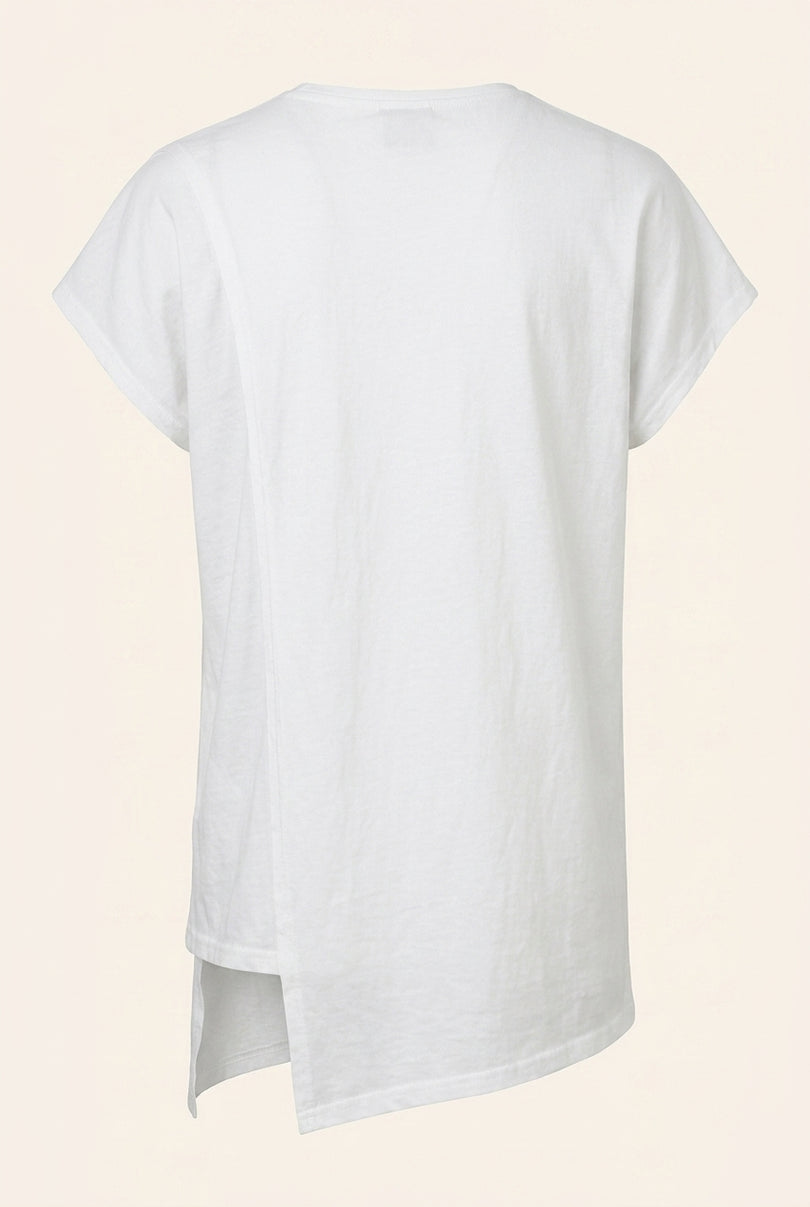 Asymmetric Cotton T-Shirt - White - Back