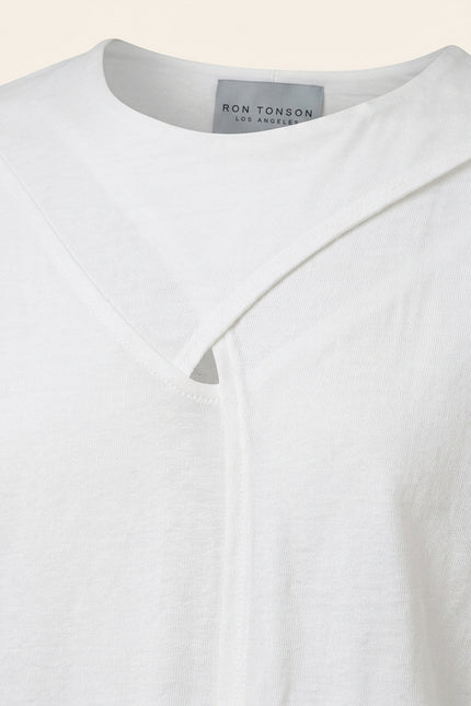 Asymmetric Cotton T-Shirt - White - Detail