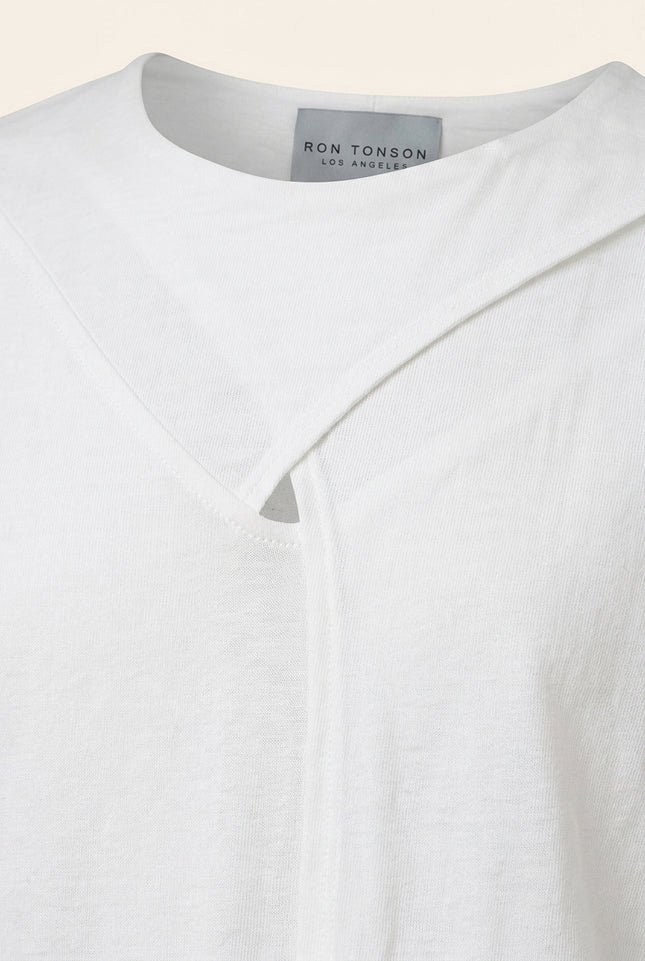 Asymmetric Cotton T-Shirt - White - Detail