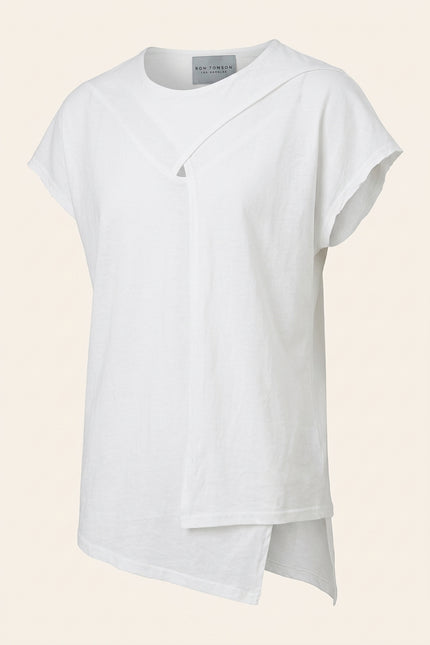 Asymmetric Cotton T-Shirt - White - Front