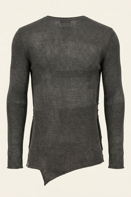 Asymmetric Crew-Neck Sweater - Anthracite - Back