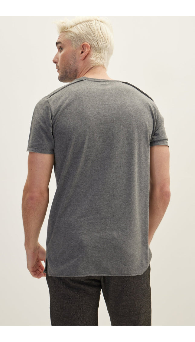 Asymmetric Cut T-Shirt - Anthracite - Ron Tomson
