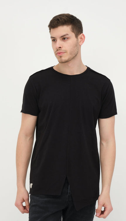 Asymmetric Cut T - Shirt - Black - Ron Tomson