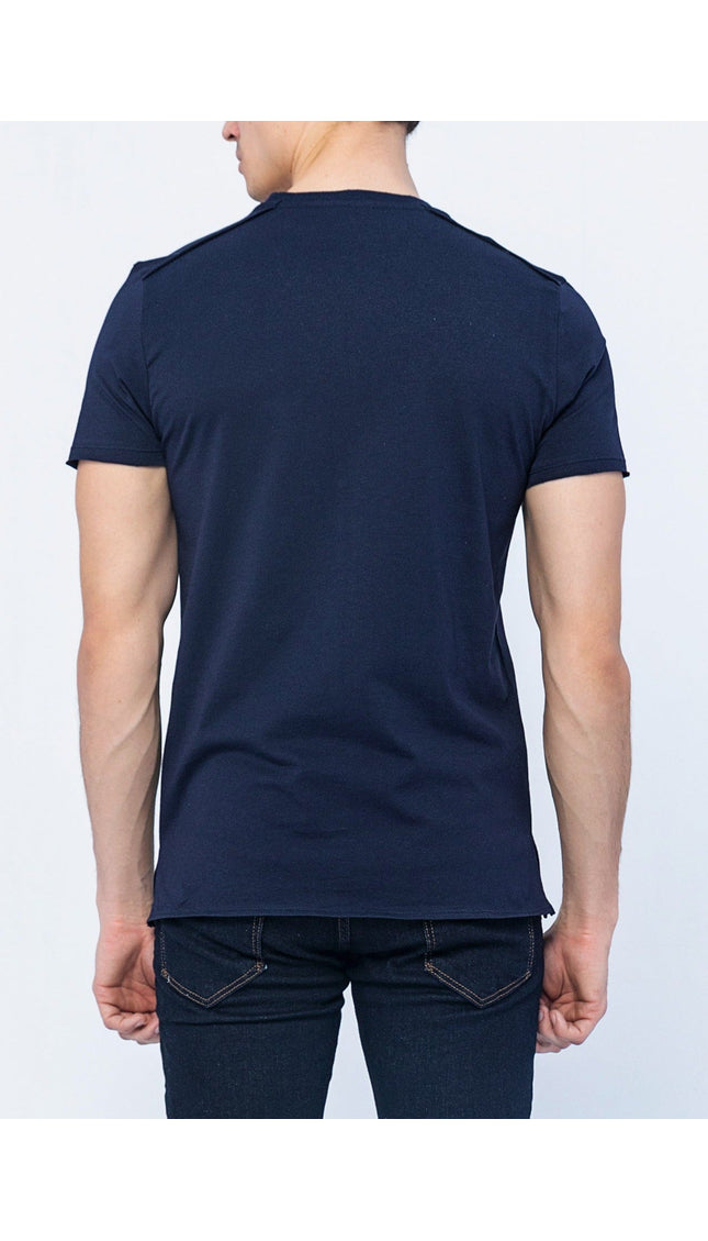 Asymmetric Cut T-Shirt - Black Iris - Ron Tomson