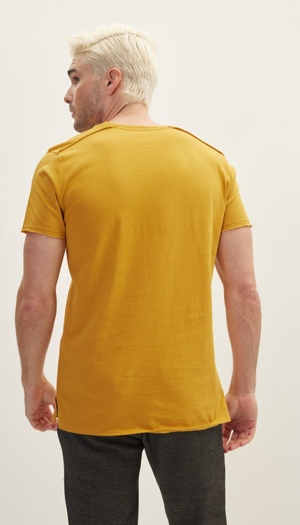 Asymmetric Cut T - Shirt - Golden Yellow - Ron Tomson