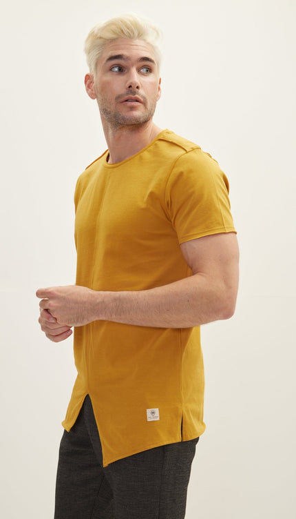 Asymmetric Cut T - Shirt - Golden Yellow - Ron Tomson