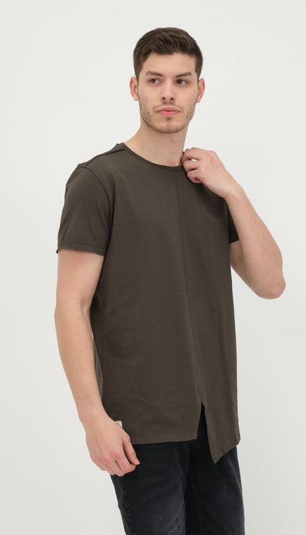 Asymmetric Cut T-Shirt - Khaki - Ron Tomson