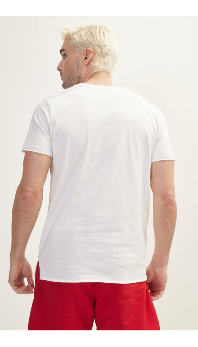 Asymmetric Cut T - Shirt - Off White - Ron Tomson