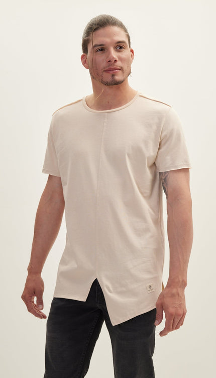 Asymmetric Cut T-Shirt - Stone - Ron Tomson