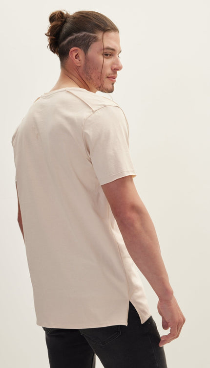 Asymmetric Cut T-Shirt - Stone - Ron Tomson