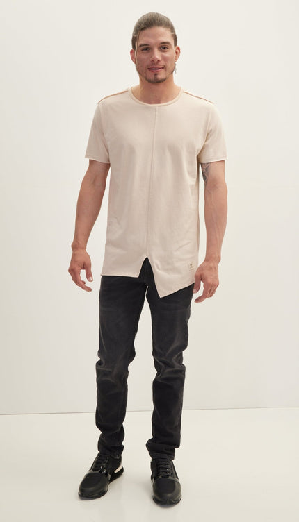 Asymmetric Cut T-Shirt - Stone - Ron Tomson