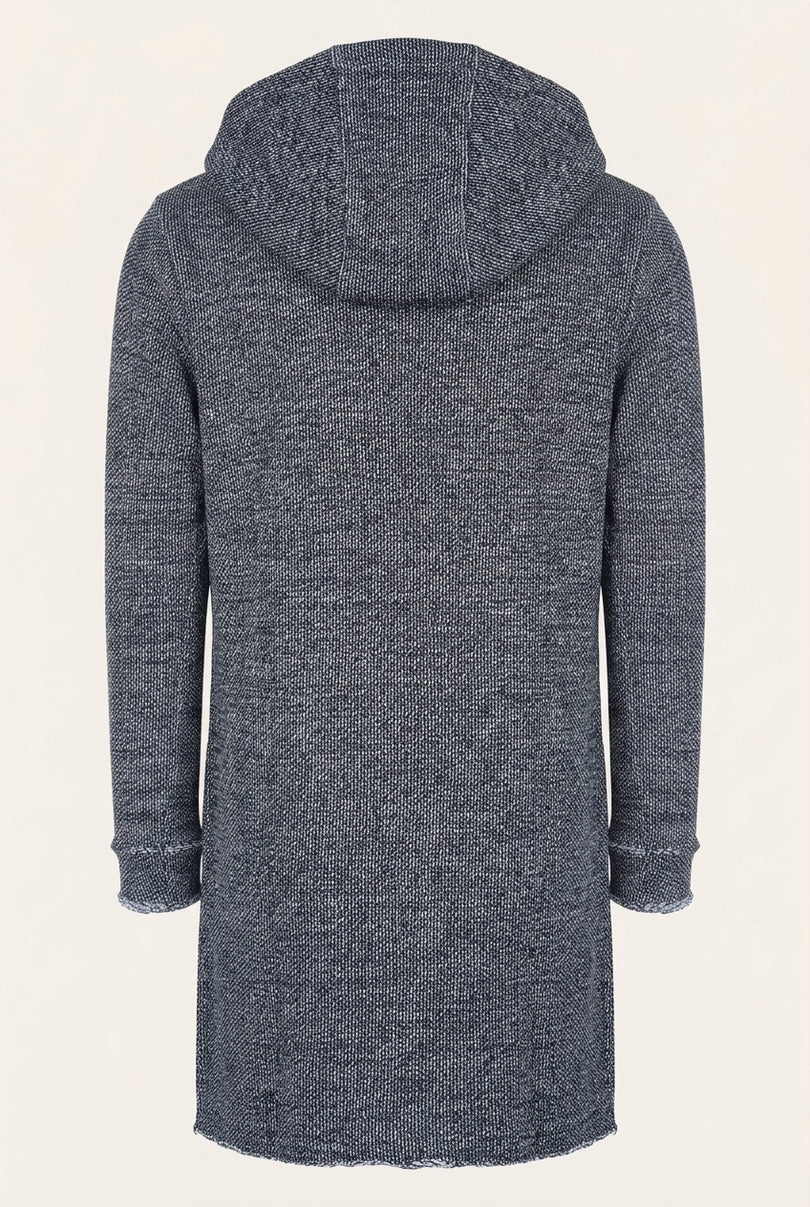 Asymmetric Hooded Long Cardigan - Black White - Back