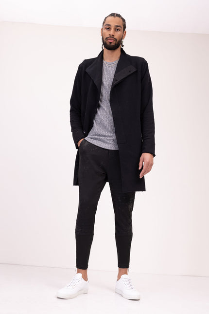 Asymmetric Rebel Cardigan - Black - Ron Tomson