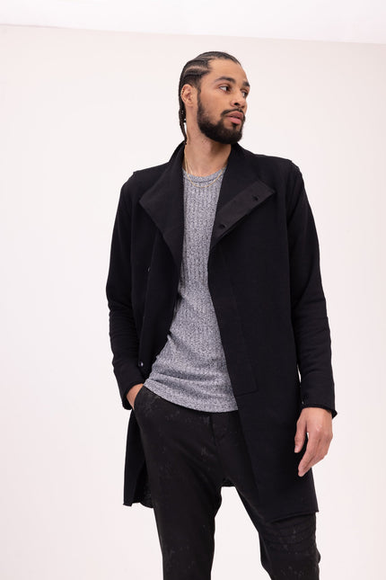 Asymmetric Rebel Cardigan - Black - Ron Tomson