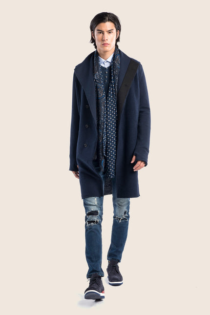 Asymmetric Rebel Cardigan - Navy - Ron Tomson