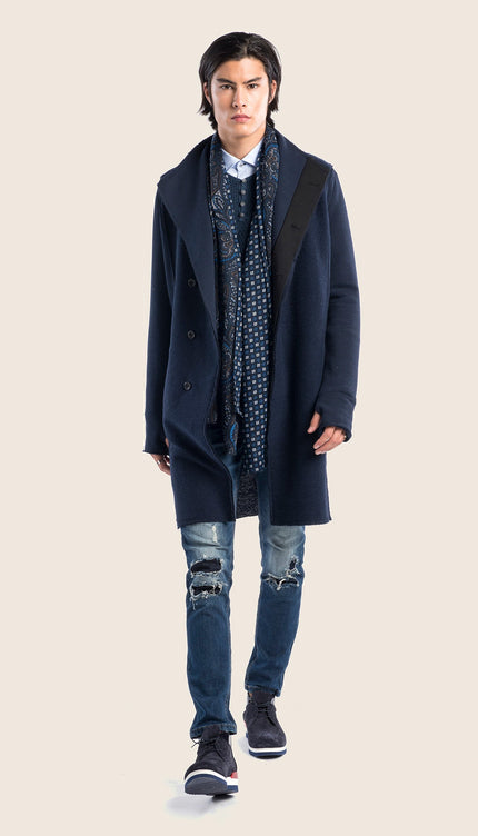 Asymmetric Rebel Cardigan - Navy - Ron Tomson