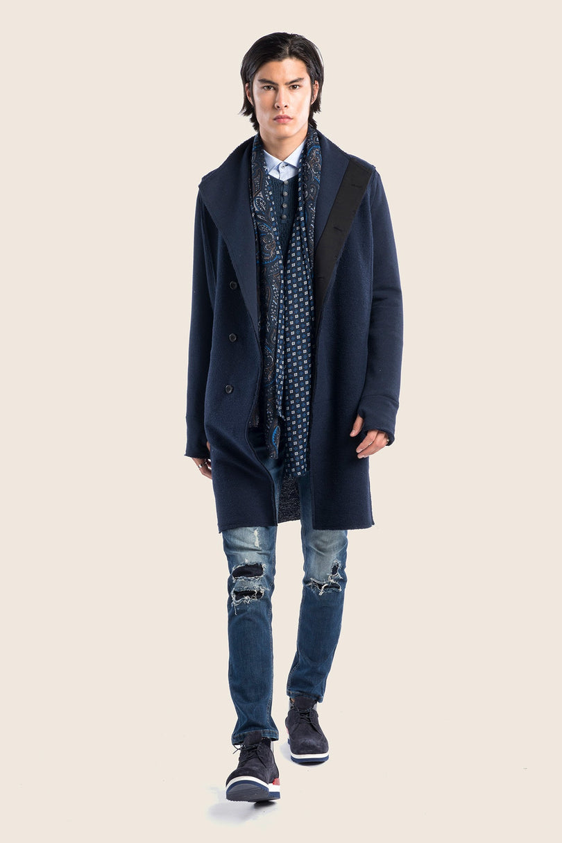 Asymmetric Rebel Cardigan - Navy - Ron Tomson