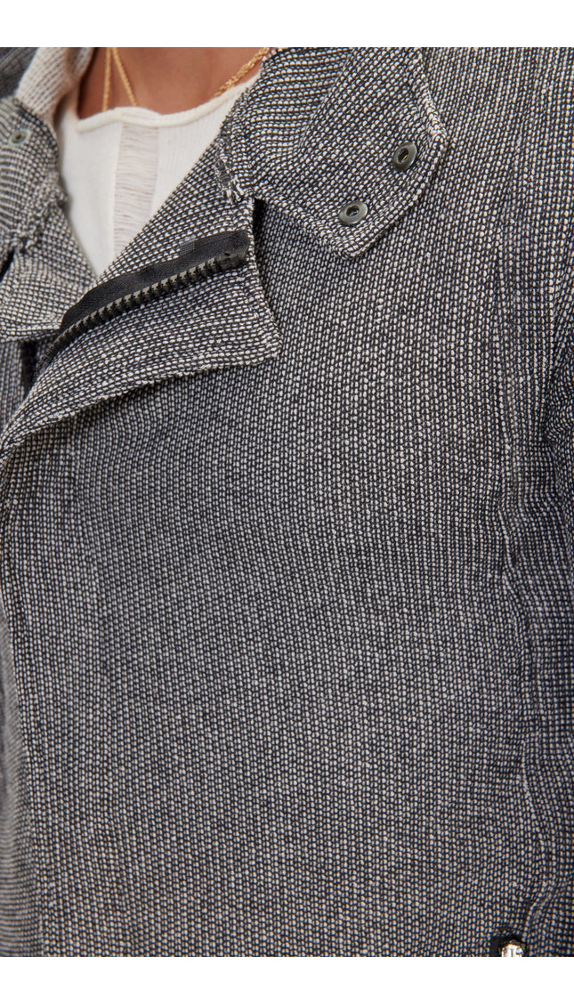 Asymmetric Rebel Cardigan Zipper Closure With Hood - Black White - Ron Tomson