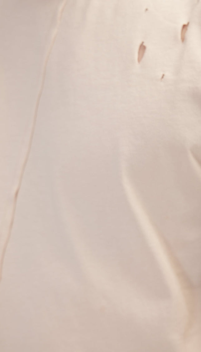 Asymmetric Stitched Distorted T-Shirt - Stone - Ron Tomson