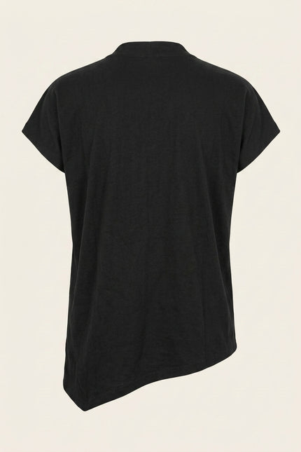 Asymmetric Zipper Tee - Black - Back