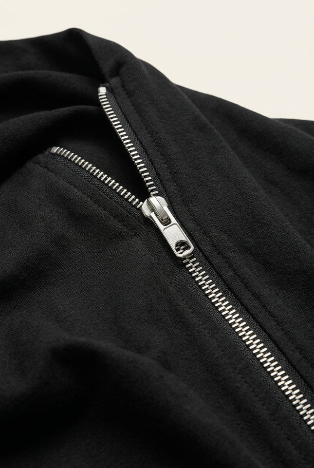 Asymmetric Zipper Tee - Black - Detail